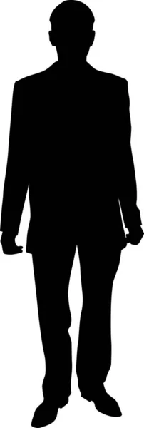 Silhouet van een man in een pak dat staat — Stockvector