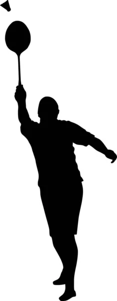 Silhouette vectorielle d'un homme qui joue au badminton — Image vectorielle