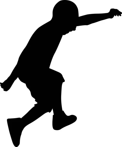 Silhouette di un ragazzo felice jumpimg — Vettoriale Stock