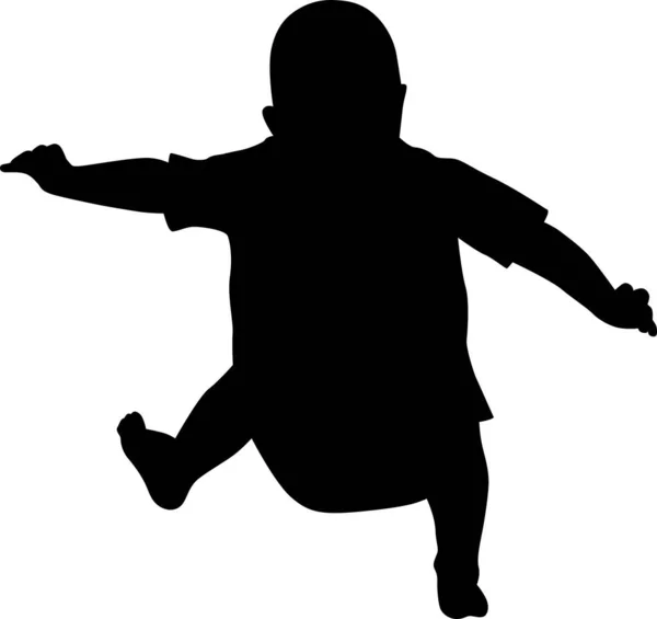 Silueta de un niño feliz jumpimg — Vector de stock