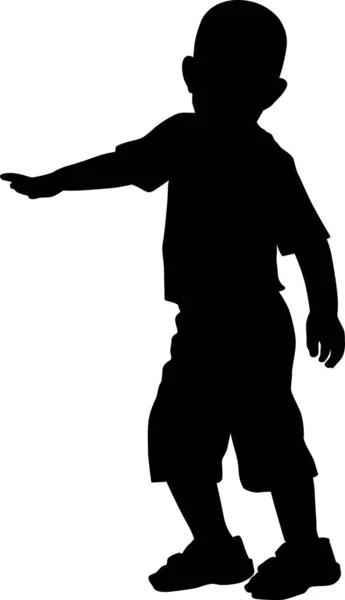 Silhouette of a boy who raised his hands up — Stock Vector