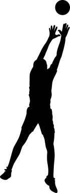 Voleybol oynayan bir adamın vektör silueti