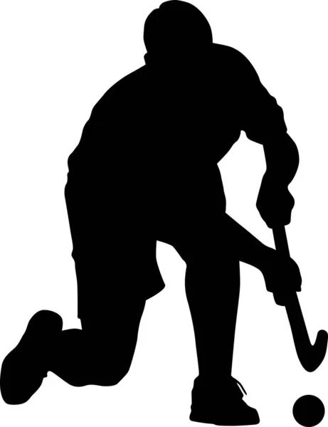 Vector silhouette of field hockey player with a hockey stick — Stock Vector