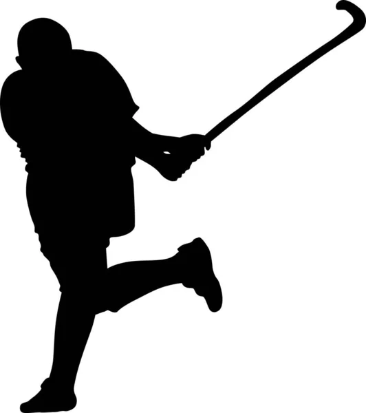 Vector silhouette of field hockey player with a hockey stick — Stock Vector