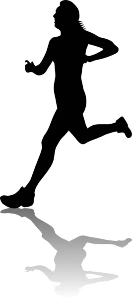 一个跑得很快的女人的轮廓 — 图库矢量图片