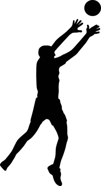 Vector silhouette of a man who plays volleyball — Stock Vector