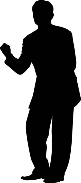 Vector silhouette of a man in a suit that stands — Stock Vector