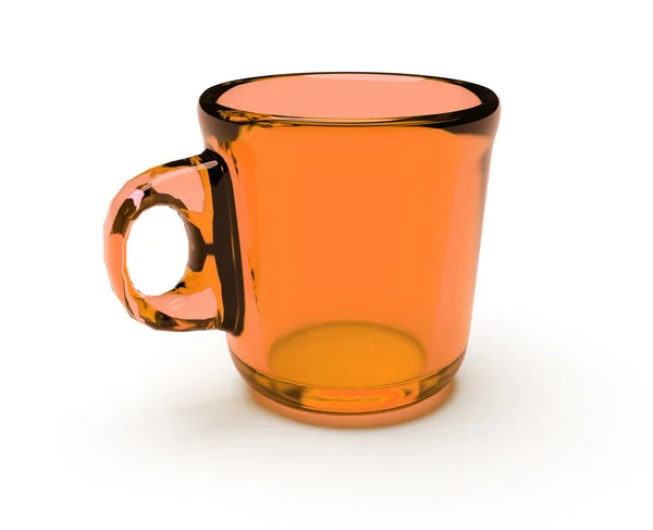 흰색 바탕에 분리되어 있는 투명 한 오렌지색 컵 로열티 프리 스톡 사진
