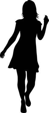 Dans eden bir kadının vektör silueti. Vektör kız illüstrasyonu