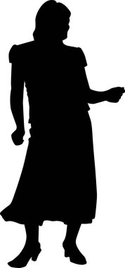 Dans eden bir kadının vektör silueti. Vektör kız illüstrasyonu