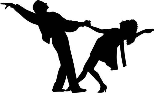 Silueta vectorială a unei femei dansatoare şi a unui bărbat. Dans ilustrație cuplu — Vector de stoc
