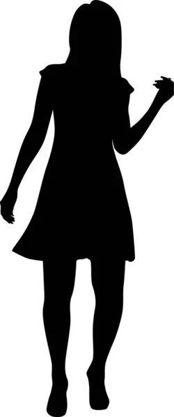Vector silhouette of a dancing woman. Vector girl illustration — Stock Vector