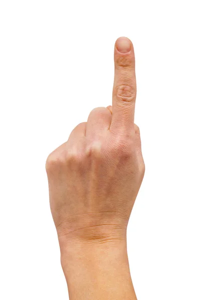 Weibliche Hand zeigt mit Zeigefinger — Stockfoto
