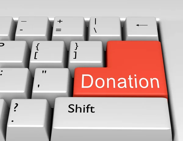 La donación de palabras está escrita en un teclado de computadora. Imag conceptual — Foto de Stock