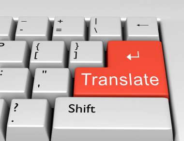 Word translate bir bilgisayar klavyesine yazılır. Kavramsal ima