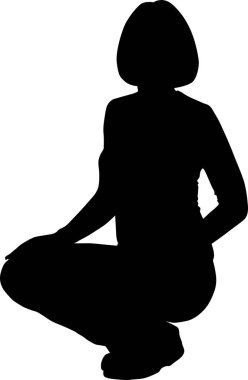 Oturan bir kadının vektör silueti.