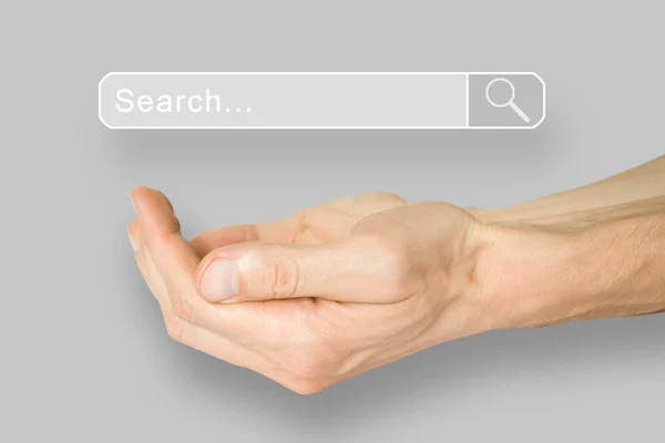 Δύο Χέρια Διπλωμένα Κάτω Από Μπάρα Αναζήτησης Επιχειρηματική Έννοια — Φωτογραφία Αρχείου
