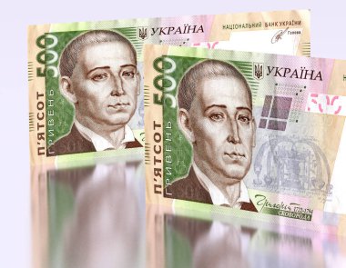 Ukrayna parasının iki banknotu - Hryvnia yan yana yatar