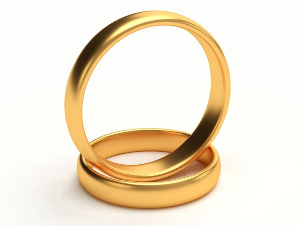 Illustration Two Wedding Gold Rings Lie Each Other Rendering — Stock Photo, Image