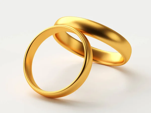 Ilustração Duas Alianças Ouro Casamento Jazem Outro Renderização — Fotografia de Stock