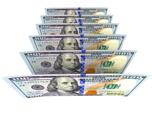 Geld Amerikanische Dollar Isoliert Auf Weißem Hintergrund Geschäfts Und Finanzierungskonzepte — Stockfoto