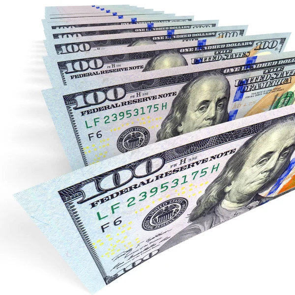 Dinero Dólares Americanos Aislados Sobre Fondo Blanco Conceptos Empresariales Financieros — Foto de Stock