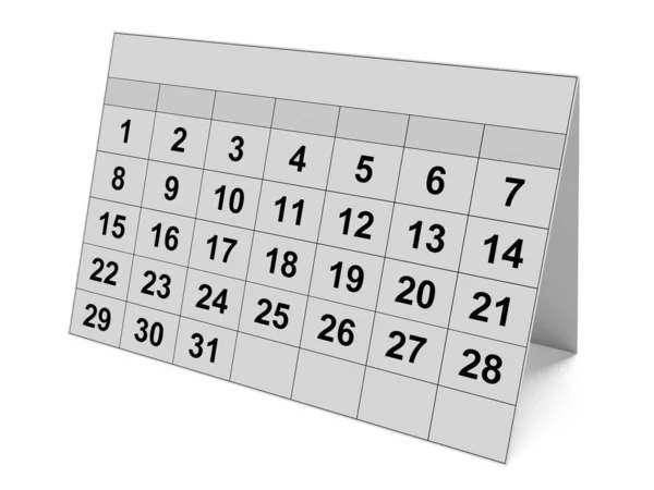 Una Página Del Calendario Mensual Anual Aislada Sobre Fondo Blanco —  Fotos de Stock