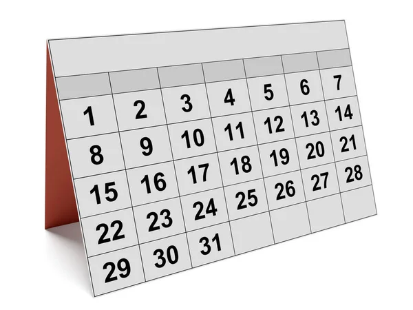 Jedna Strona Miesięcznego Kalendarza Rocznego Odizolowana Białym Tle — Zdjęcie stockowe