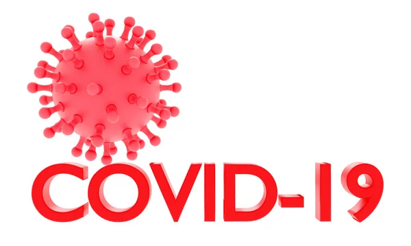 Coronavirus Palabra Roja Covid Aislado Fondo Blanco Renderizado — Foto de Stock