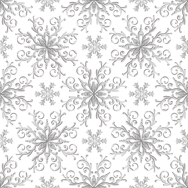 Christmas pattern with vintage silver snowflakes — Stock Vector