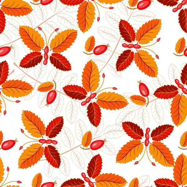 Seamless autumnal pattern with butterflies — Stock Vector