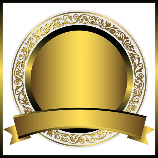 装飾的なゴールドの丸皿 — ストックベクタ