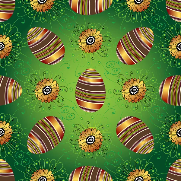 Patrón verde sin costura de Pascua con huevos — Archivo Imágenes Vectoriales
