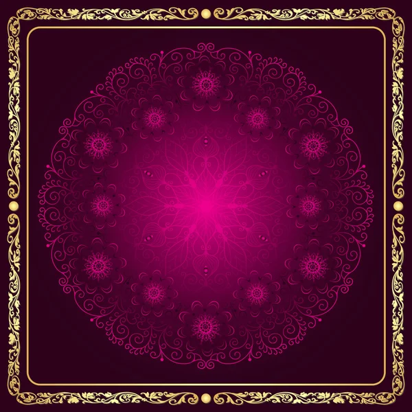 ラウンド紫花柄 — ストックベクタ