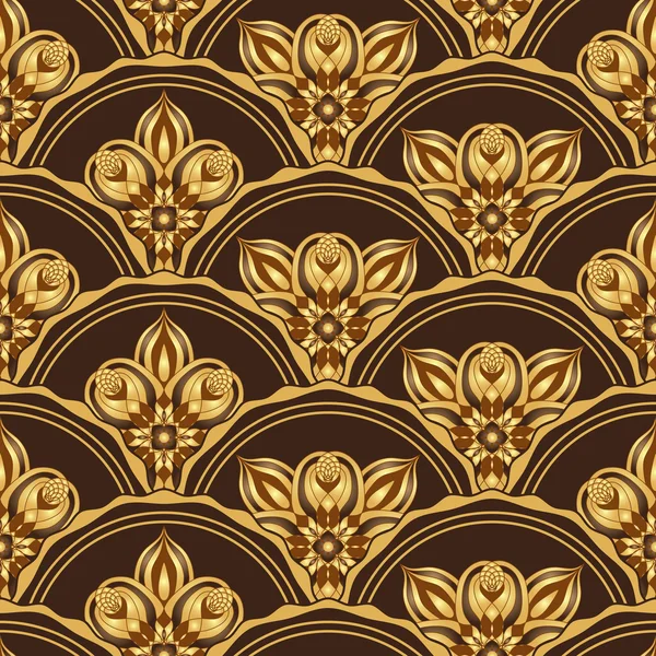 Goud en browne naadloze patroon — Stockvector