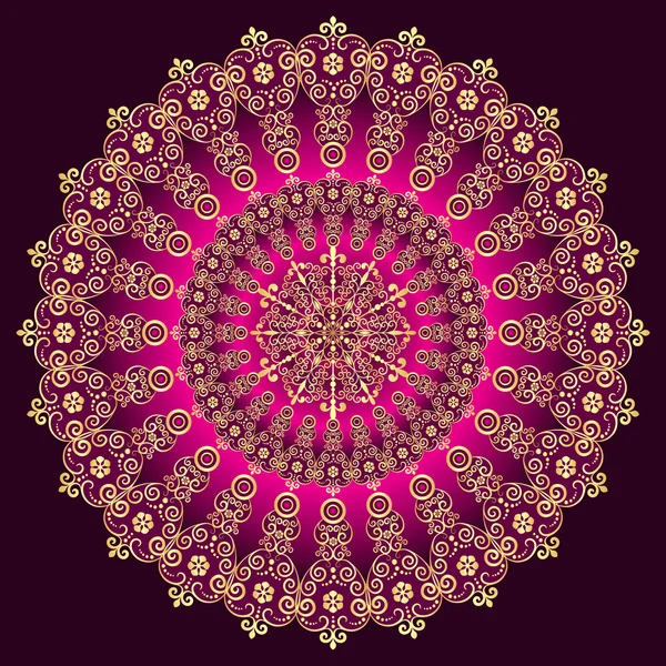 Gold and purple vintage round patternPrint — ストックベクタ
