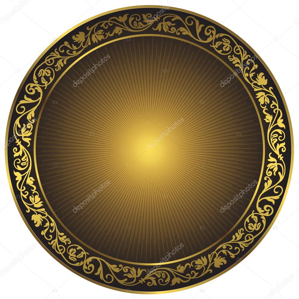 Gold and black vintage round pattern