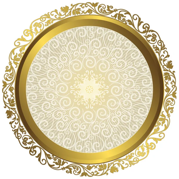 Gold and white vintage round isolated frame — ストックベクタ