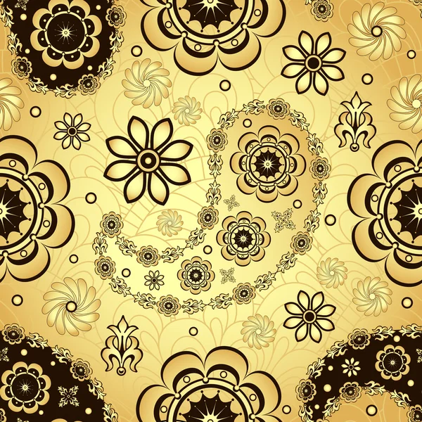 금색과 갈색 원활한 패턴 — 스톡 벡터