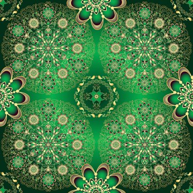 Altın ve yeşil seamless modeli