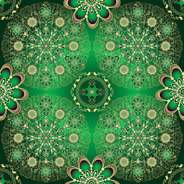 Altın ve yeşil seamless modeli