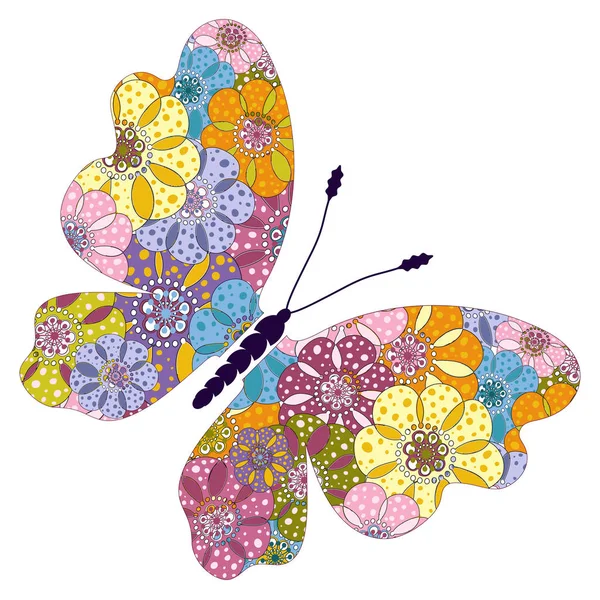 Primavera brillante mariposa floral colorido — Vector de stock