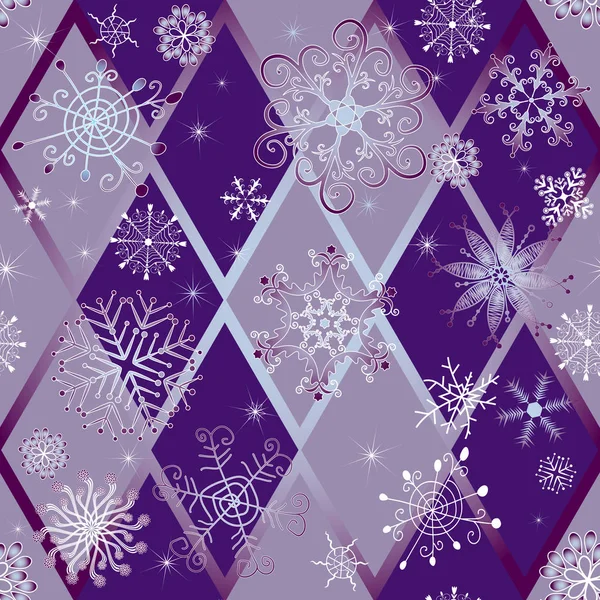 Vintersömlöst mönster med snöflingor — Stock vektor