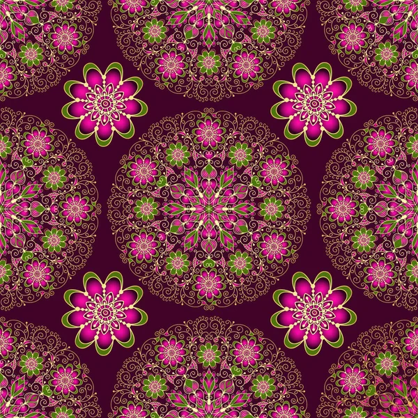 Vintage motif violet foncé sans couture avec des cercles de dentelle — Image vectorielle