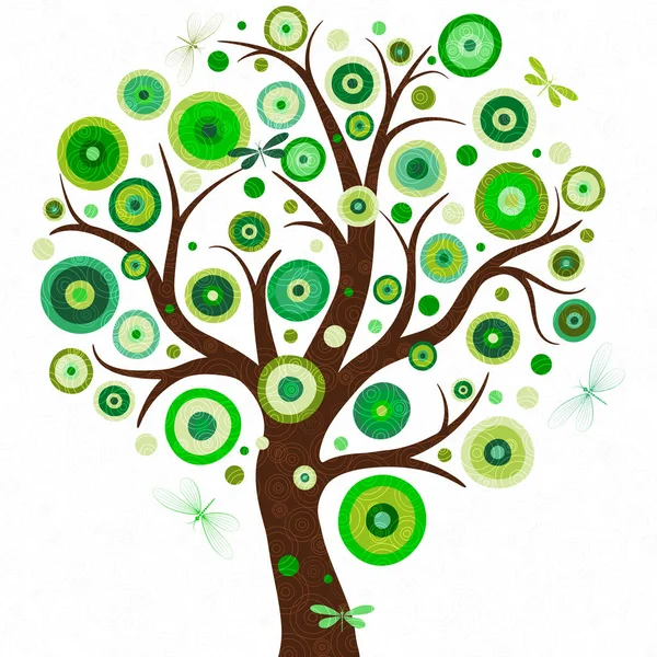 Elegantní rám se stylizovaným stromem s pestrobarevnými puntíky polka — Stockový vektor