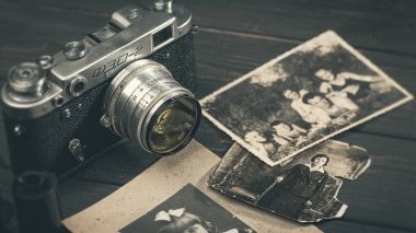 Natürmort retro Sovyet fotoğraf makinesi ile