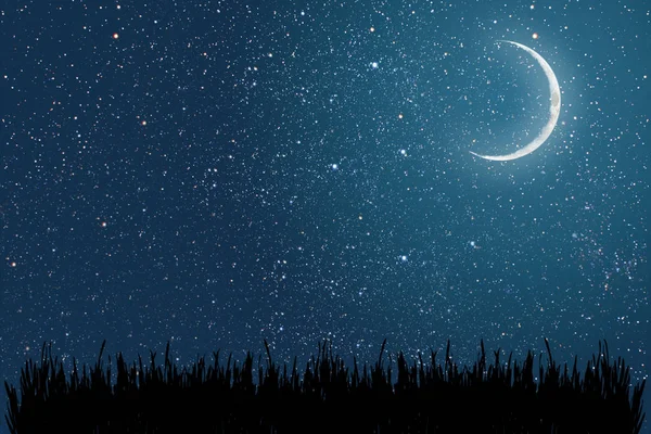 Hintergrund Nachthimmel mit Sternen und Mond — Stockfoto