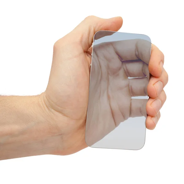 Telefone transparente na mão — Fotografia de Stock