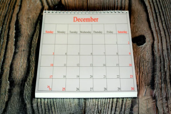 December 25 in the calendar on the wood background — Stock Photo, Image