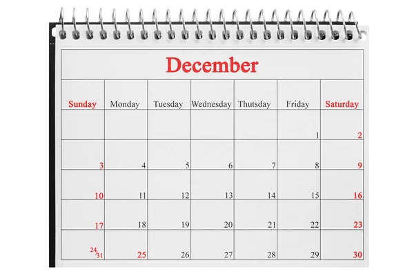25 dicembre nel calendario sullo sfondo bianco — Foto Stock